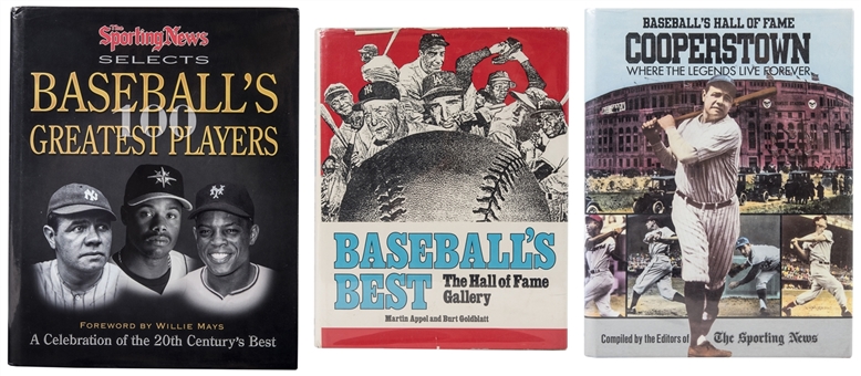 Lot of (3) Books “The Sporting News’ Baseball’s Greatest Players”, “Baseball’s Best The Hall of Fame Gallery” & “Baseball’s Hall of Fame Cooperstown Where The Legends Live Forever – 34 Sig Total (PSA)